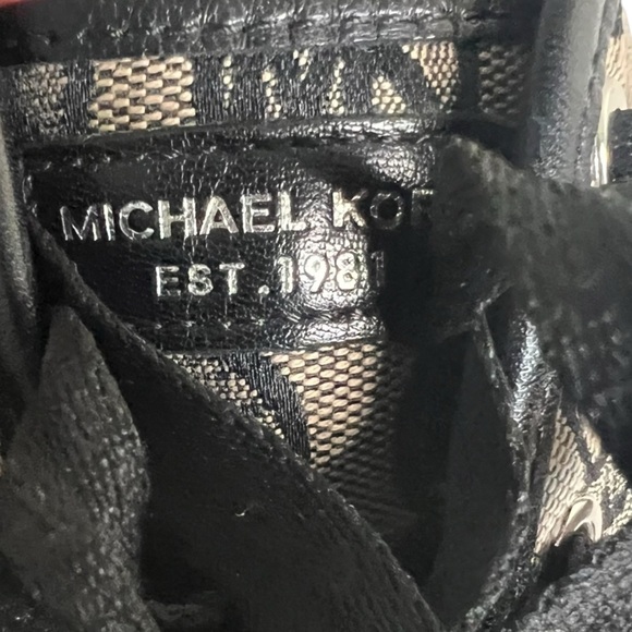 Michael Kors MK City Black and Brown Monogram Leather Canvas Sneakers Size 7.5 - Picture 11 of 12